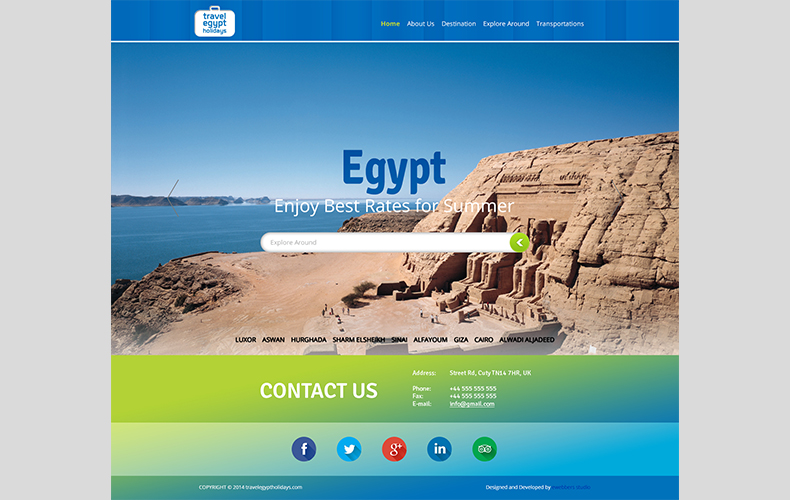 Travel Egypt Holidays Website Design and Development