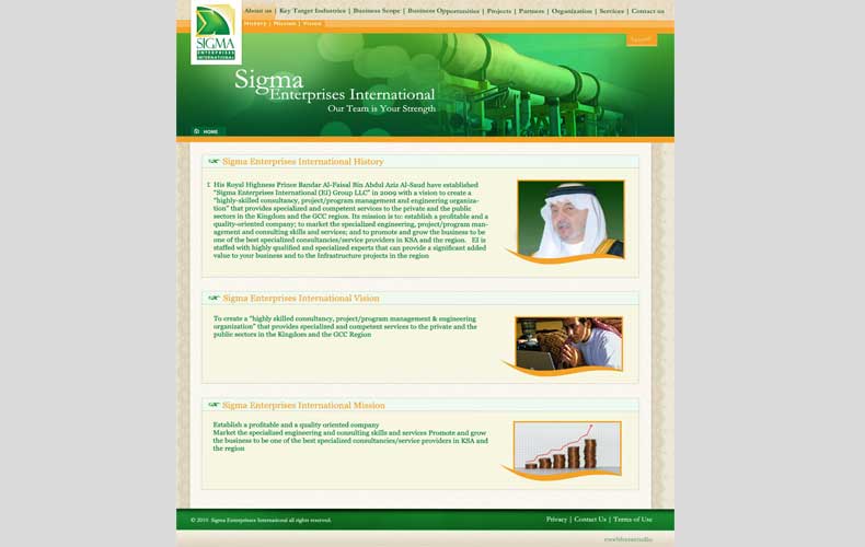  Sigma Enterprise International website design and development