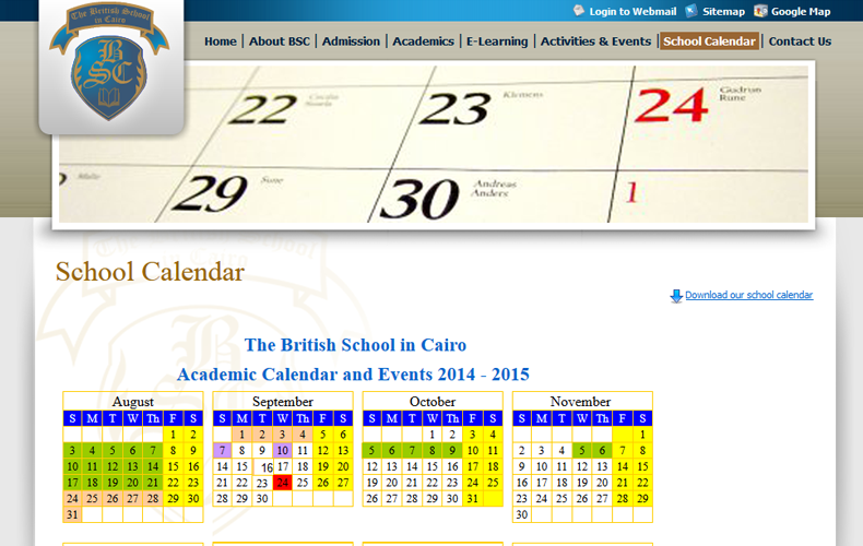 British School in Cairo Website