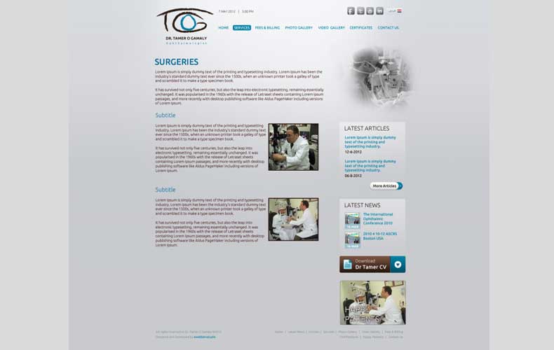 Dr Tamer Gamaly Clinic Website design and development 