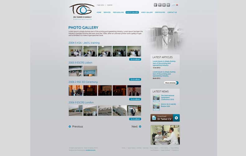 Dr Tamer Gamaly Clinic Website design and development 